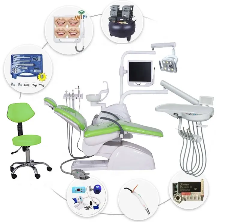 Sada Medical Dental chair unit low price beautiful and comfortable chair LED sensor light ceramic spittoon